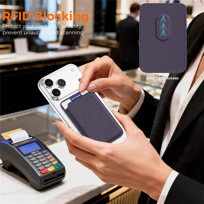 Cartera con Soporte Magnético para Tarjetas de Tela Técnica con Bloqueo RFID - Morado