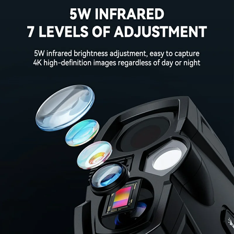 339 4K Digital Night Vision Binoculars 4.0 inch IPS Screen 10x Zoom 800m for Wildlife Security - Schwarz