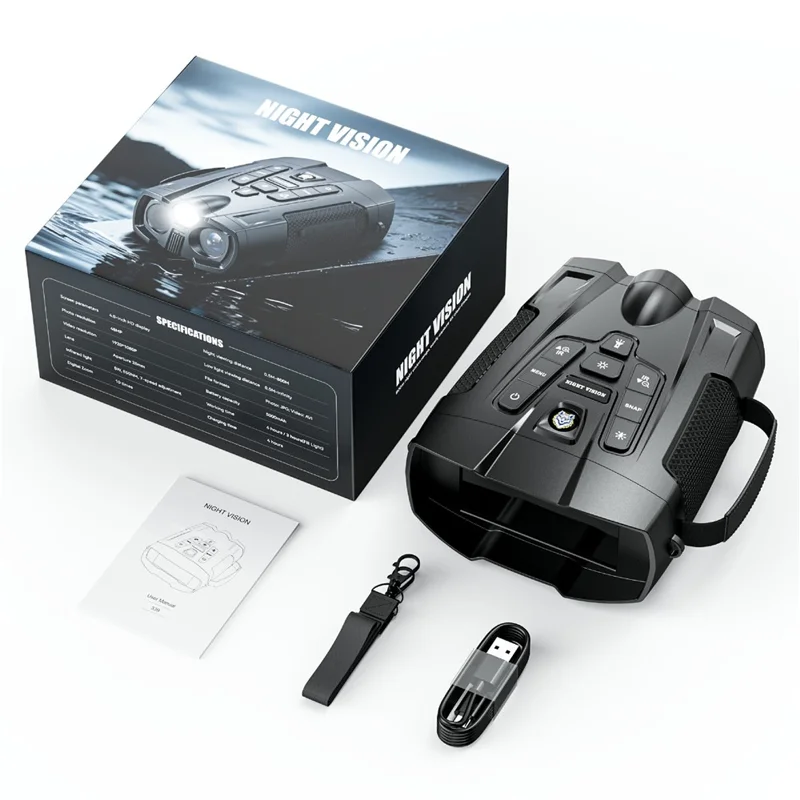 339 4K Digital Night Vision Binoculars 4.0 inch IPS Screen 10x Zoom 800m for Wildlife Security - Schwarz