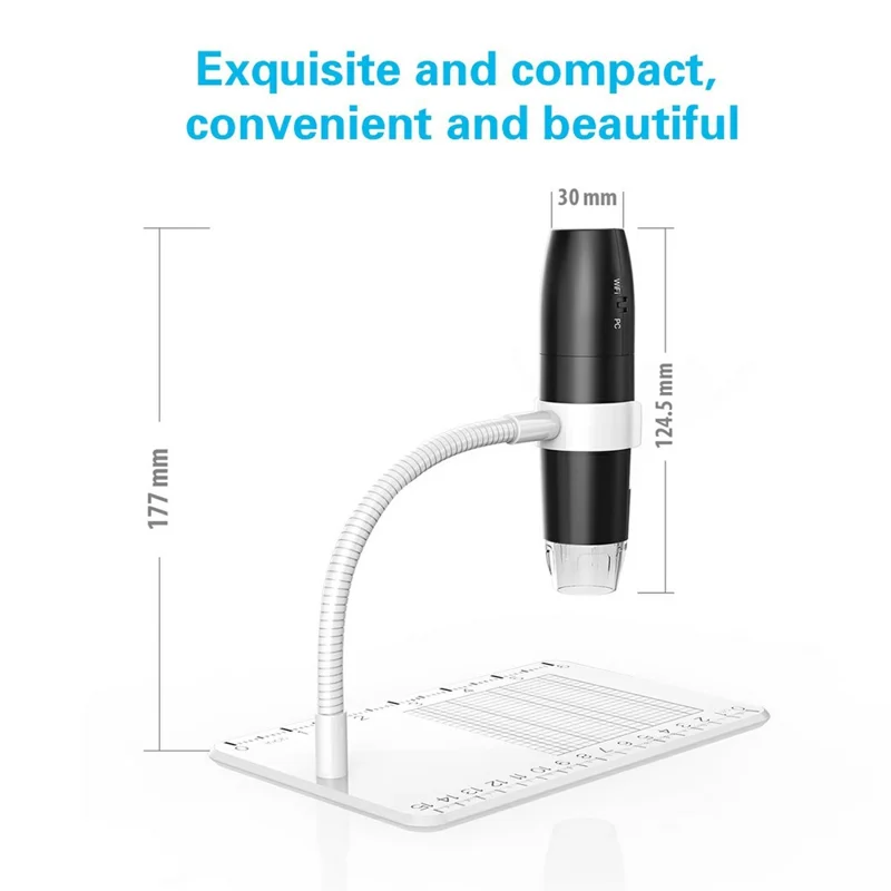 316-B WiFi Digital Microscope 50X-1000X 2MP 1080P HD Portable Handheld Magnifier for PCB Repair - Black Microscope / White Stand