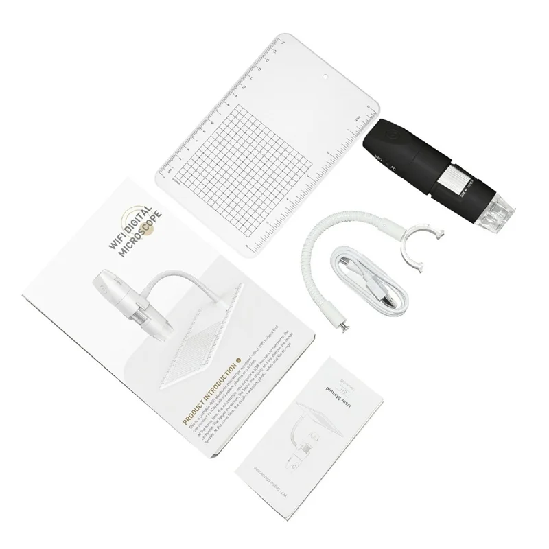 316-B WiFi Digital Microscope 50X-1000X 2MP 1080P HD Portable Handheld Magnifier for PCB Repair - Black Microscope / White Stand