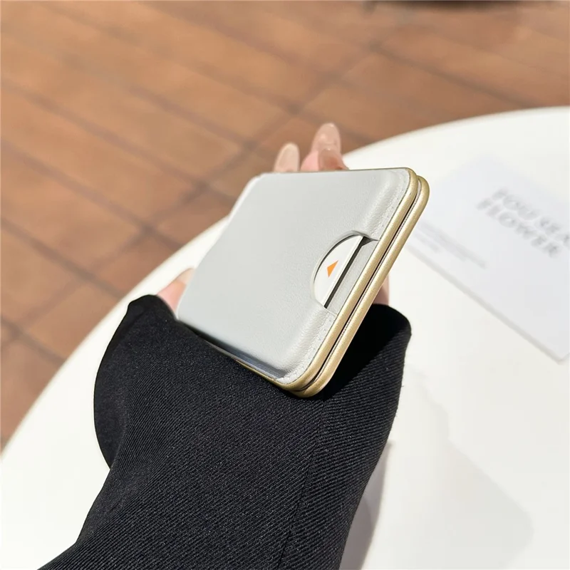 Magnetic Phone Card Holder with Mirror Slim Folding Stand Attachment PU Leather Wallet - Matcha Green