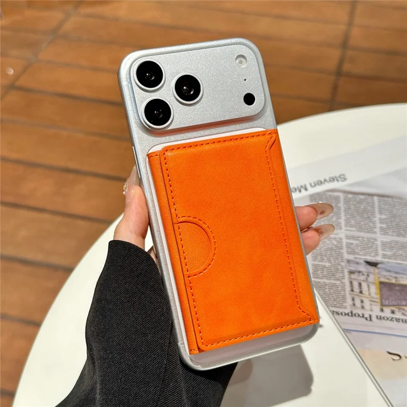 Tri-Fold Leather Card Holder Magnetic Phone Stand Wallet Credit Card Sleeves - Coffee