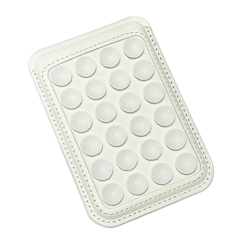 Suction Phone Wallet Card Holder Stand Silicone Pop-it Design Adhesive Mount - White