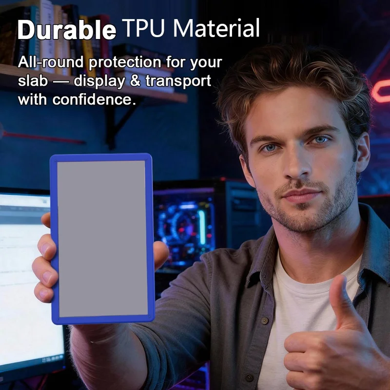 GW21 TPU Frame for PSA Slabs 35PT Standard Size Drop Proof Anti-Rattle Non-Slip Stackable Bumper - Hot Pink