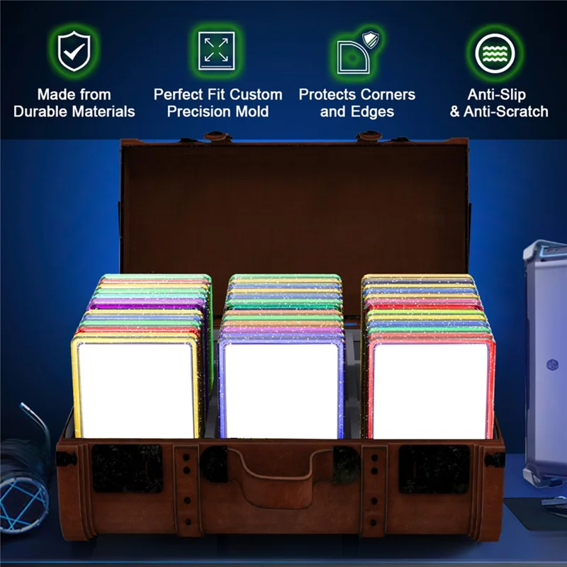 GW18 für PSA Karten-Slab Schutzhülle Transparent Glitzer TPU + PC Stoßfest Rutschfeste Stapelbare Abdeckung – Transparentes Mitternachtsgrün