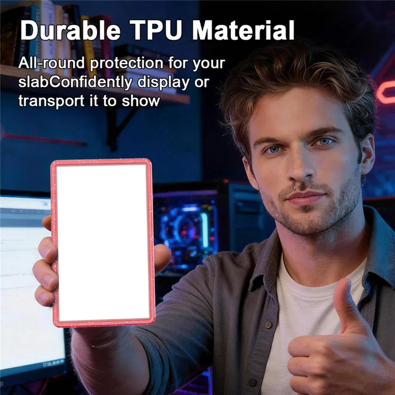 GW18 für PSA Karten-Slab Schutzhülle Transparent Glitzer TPU + PC Stoßfest Rutschfeste Stapelbare Abdeckung – Transparentes Mitternachtsgrün
