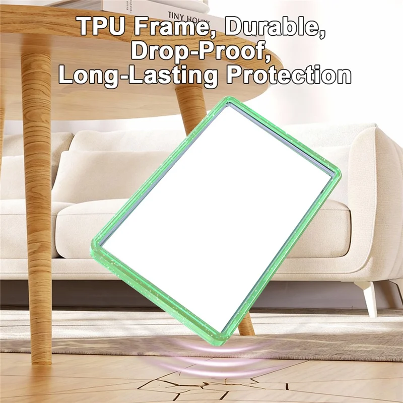 GW18 für PSA Karten-Slab Schutzhülle Transparent Glitzer TPU + PC Stoßfest Rutschfeste Stapelbare Abdeckung – Transparentes Mitternachtsgrün
