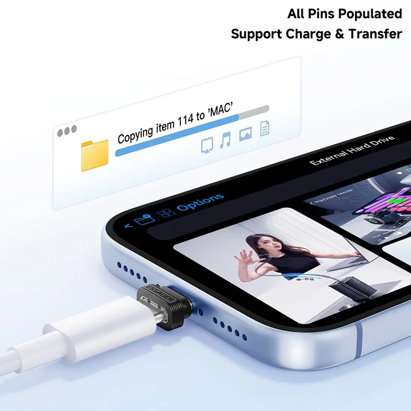 ESSAGER ES-OTG42 TPE Type-C Dustproof Plug All Pins Populated Charging Data Transfer Port Protector - Black