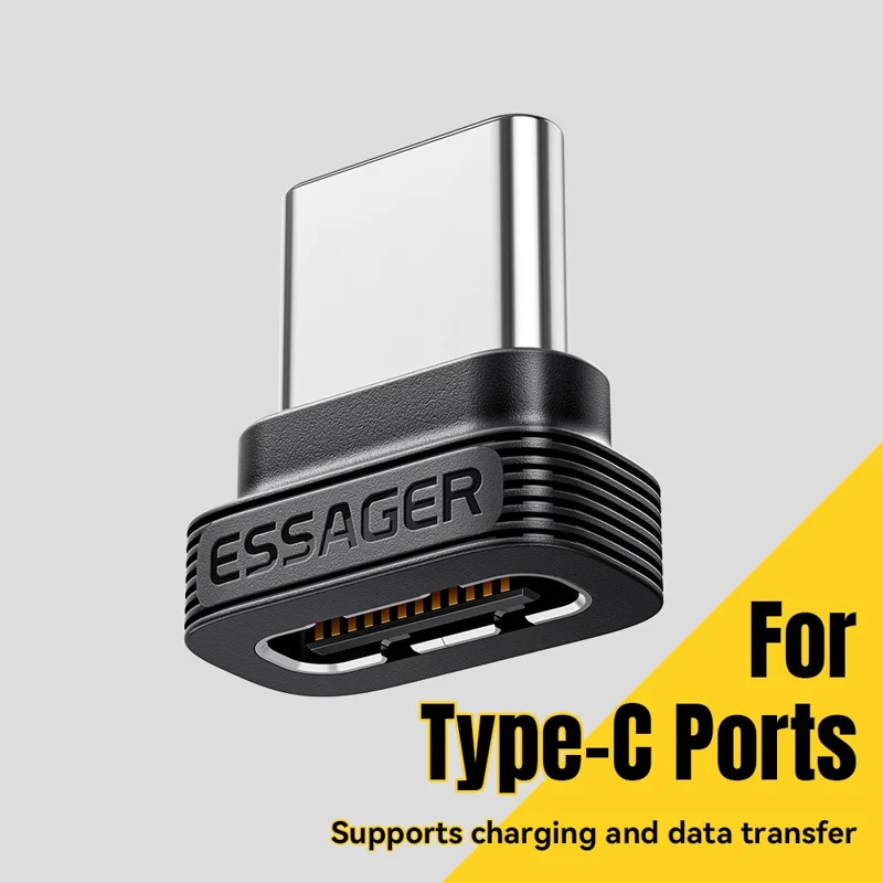 ESSAGER ES-OTG42 TPE Type-C Dustproof Plug All Pins Populated Charging Data Transfer Port Protector - Black