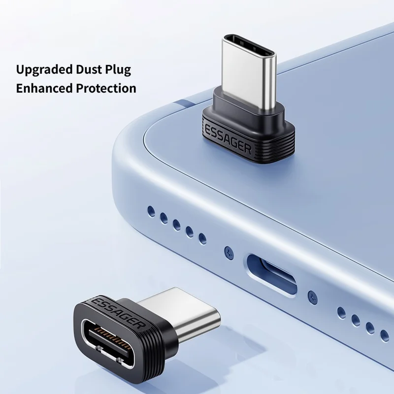 ESSAGER ES-OTG42 TPE Type-C Dustproof Plug All Pins Populated Charging Data Transfer Port Protector - Black