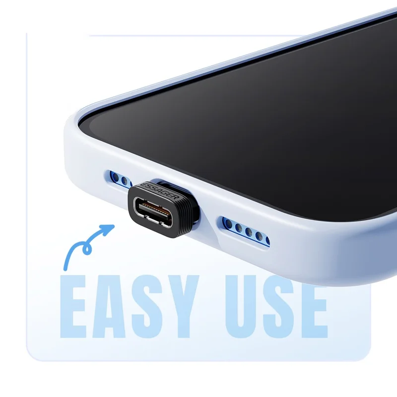 ESSAGER ES-OTG42 TPE Type-C Dustproof Plug All Pins Populated Charging Data Transfer Port Protector - Black