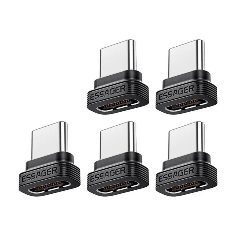 ESSAGER ES-OTG42 5Pcs Type-C Protective Plug TPE Dustproof Protector for USB-C Port Smartphone - Black