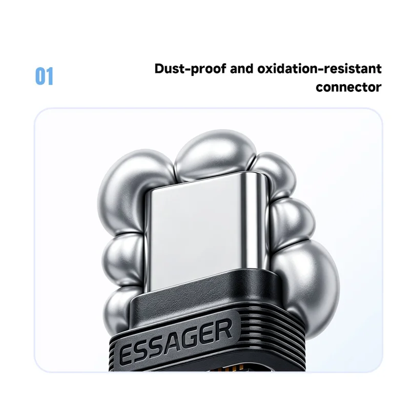 ESSAGER ES-OTG42 5Pcs Type-C Protective Plug TPE Dustproof Protector for USB-C Port Smartphone - Black