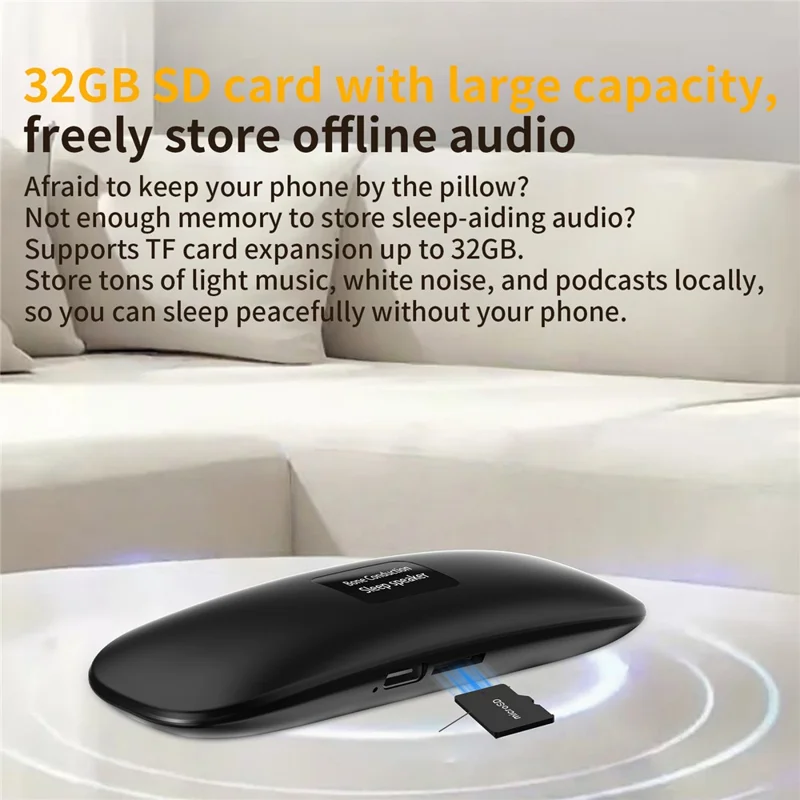 QY13-A Bone Conduction Pillow Speaker Bluetooth-compatible 5.4 TF Card Dual Playback IPX4 Waterproof for Sleep - Black