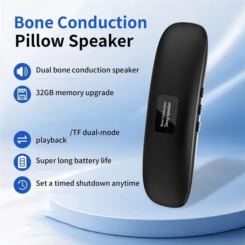 QY13-A Bone Conduction Pillow Speaker Bluetooth-compatible 5.4 TF Card Dual Playback IPX4 Waterproof for Sleep - Black