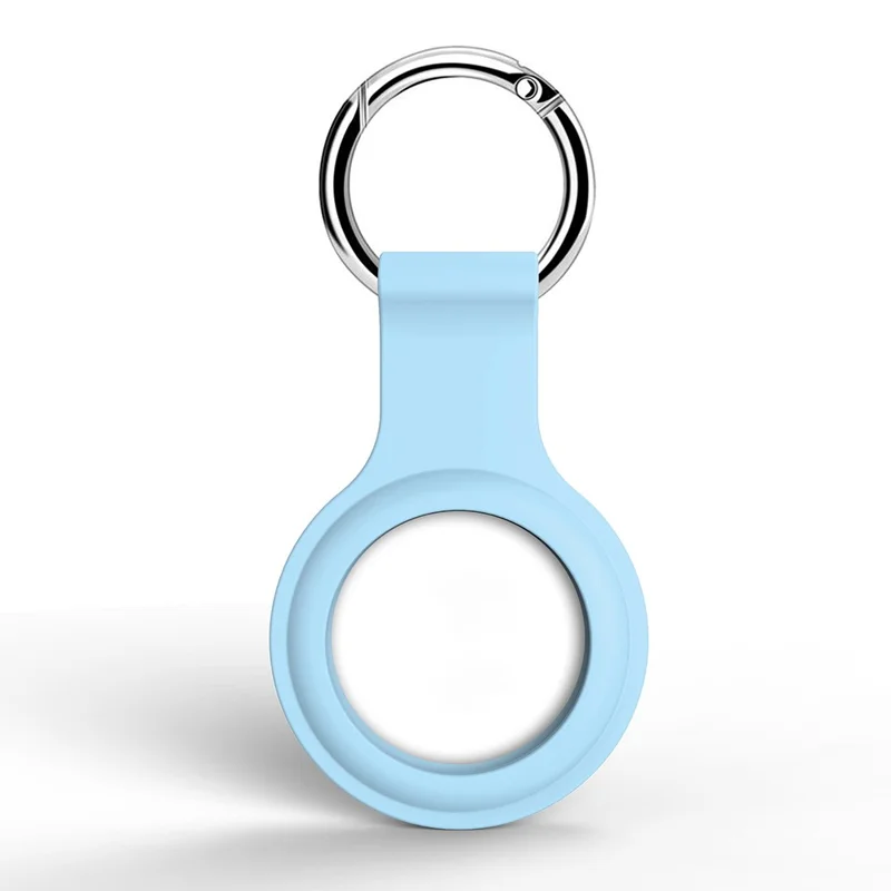 A002 Silicone Case Shock-proof Cover Skin Full Protection Shell for Apple AirTag Locator Tracker - Light Blue