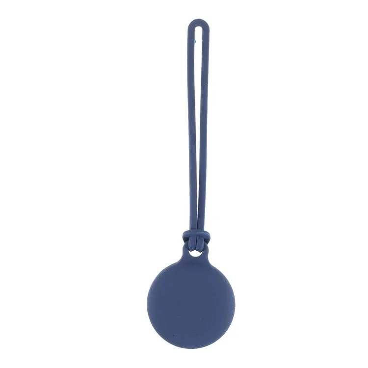 Round Silicone Protective Case Cover for AirTag 2021 Tracker Holder with 3 Straps - Dark Blue