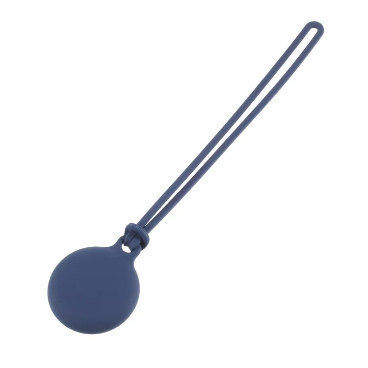 Round Silicone Protective Case Cover for AirTag 2021 Tracker Holder with 3 Straps - Dark Blue