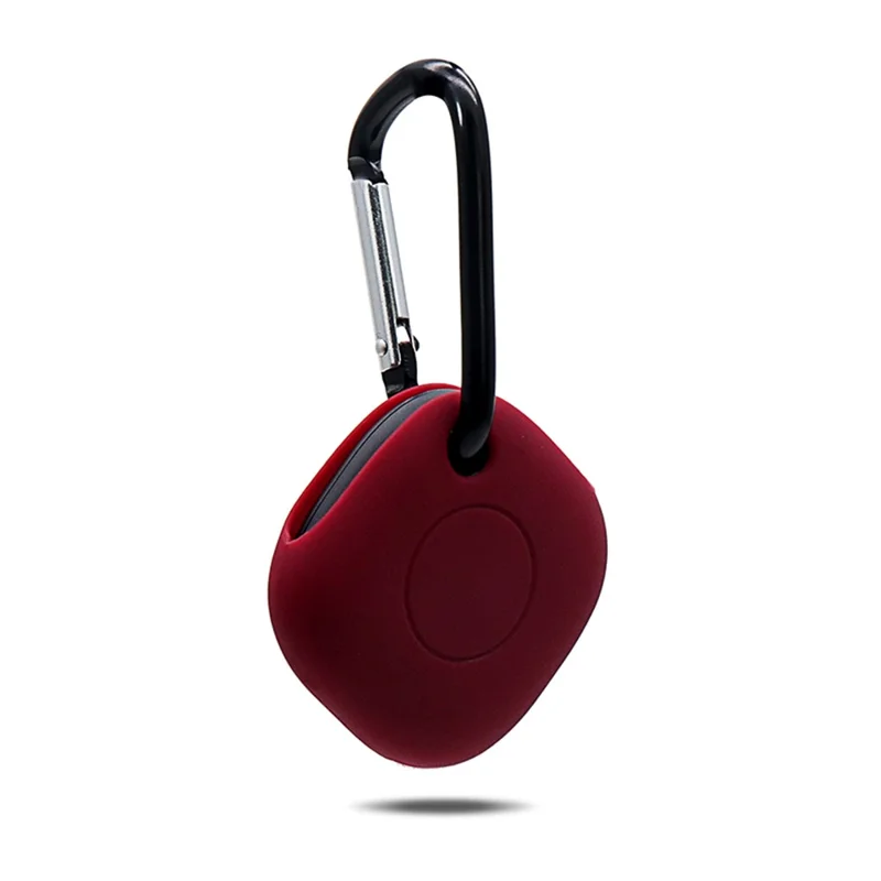 Portable Silicone Case Protective Cover with Buckle for Samsung Galaxy SmartTag Bluetooth-compatible Locator - Wine Red