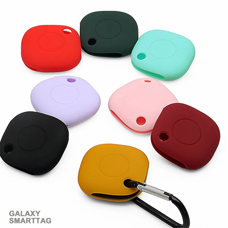 Portable Silicone Case Protective Cover with Buckle for Samsung Galaxy SmartTag Bluetooth-compatible Locator - Wine Red