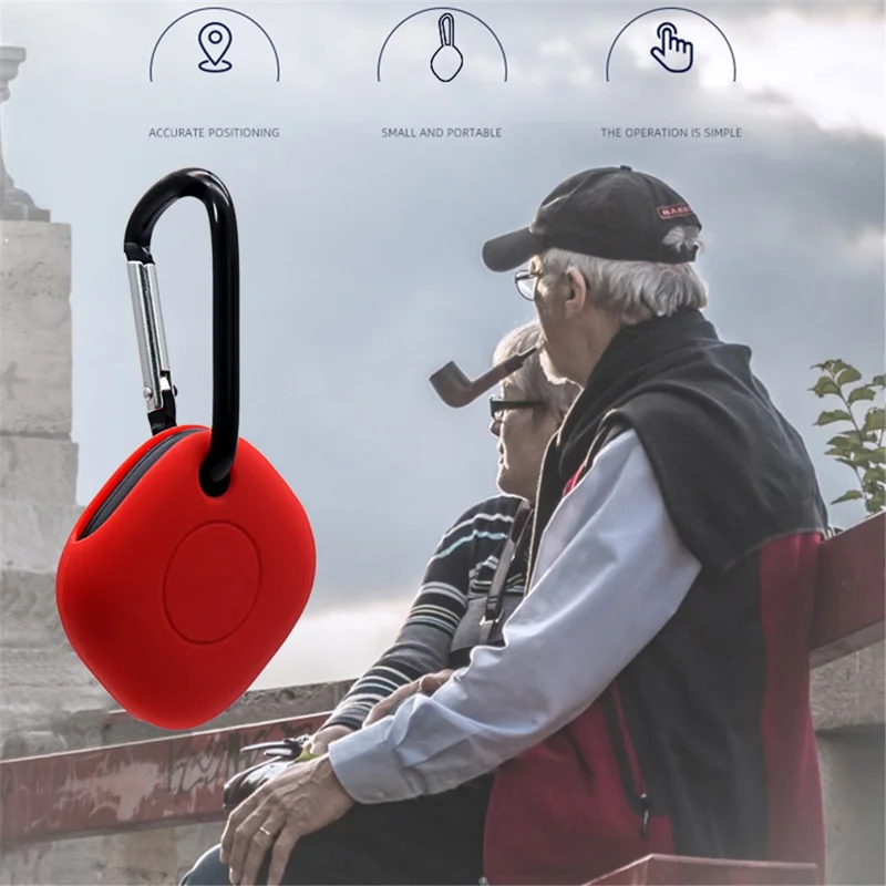 Portable Silicone Case Protective Cover with Buckle for Samsung Galaxy SmartTag Bluetooth-compatible Locator - Wine Red