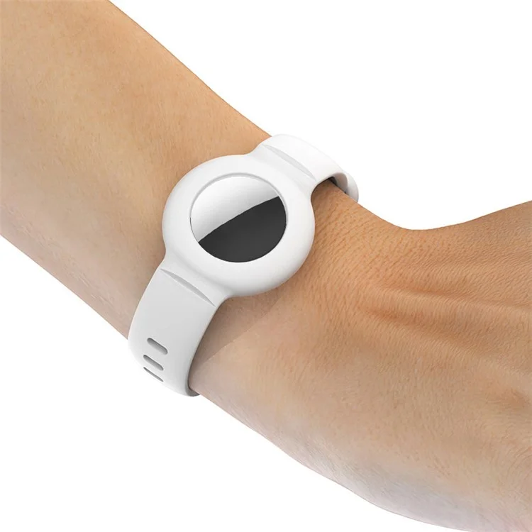 Soft Silicone Wristband Protective Case Cover Holder Bracelet for Apple AirTag - White