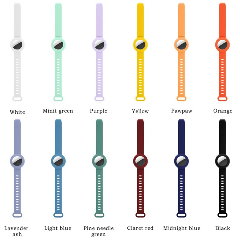 Soft Silicone Wristband Protective Case Cover Holder Bracelet for Apple AirTag - Black