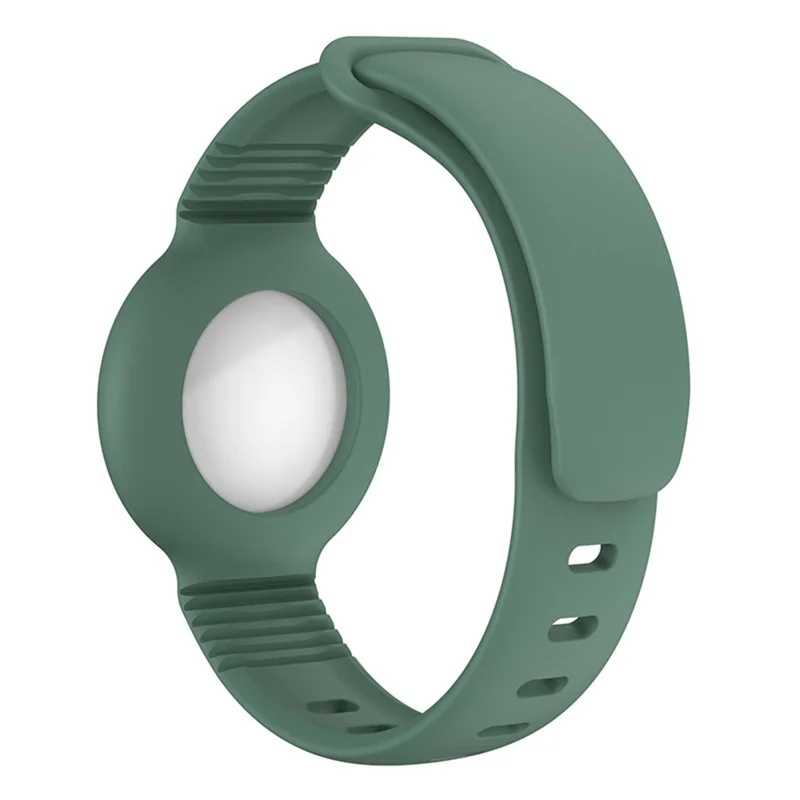 Soft Silicone Wristband Protective Case Cover Holder Bracelet for Apple AirTag - Blackish Green