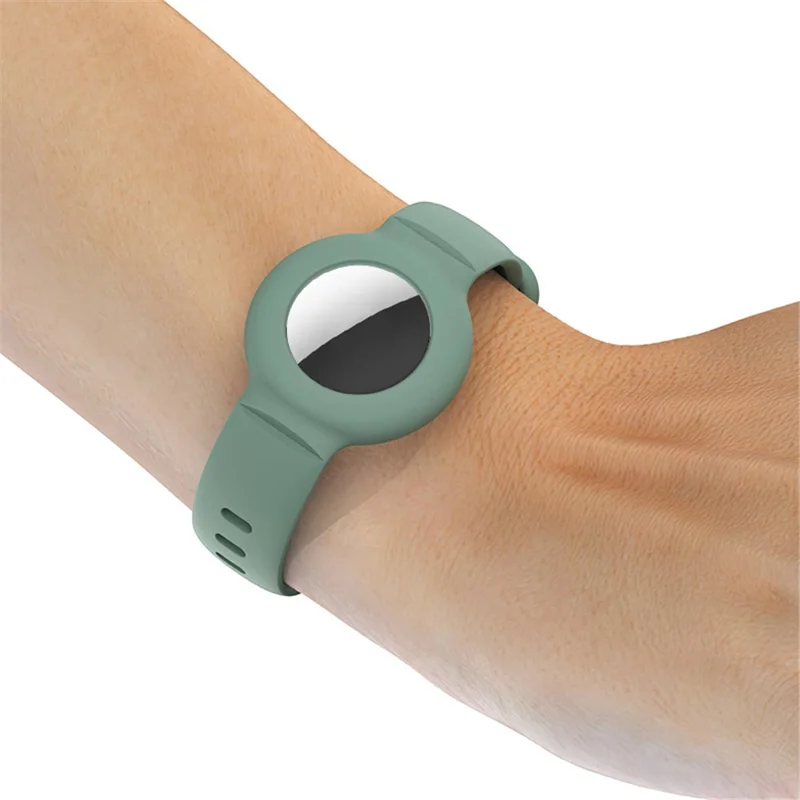 Soft Silicone Wristband Protective Case Cover Holder Bracelet for Apple AirTag - Blackish Green
