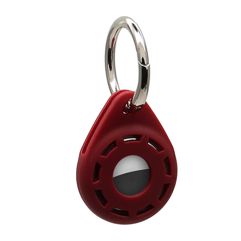 Anti-Drop Silicone Protective Case Cover with Ring Buckle for Apple AirTag Bluetooth-compatible Locator - Wine Red