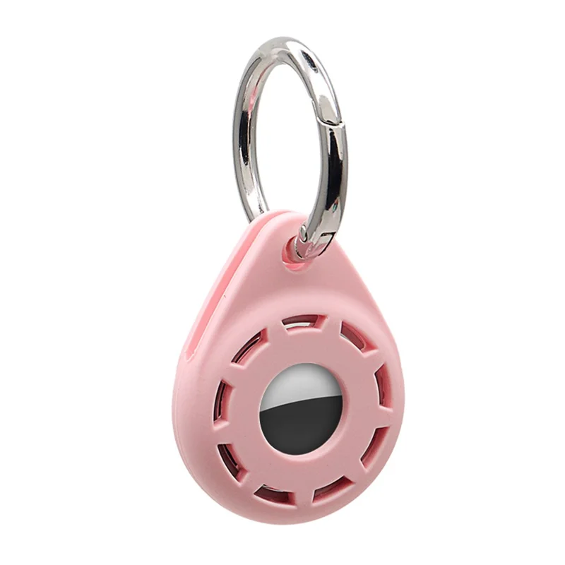 Capa Protetora de Silicone Anti-queda com Fivela de Anel para Localizador Bluetooth Apple AirTag - Cor de Rosa
