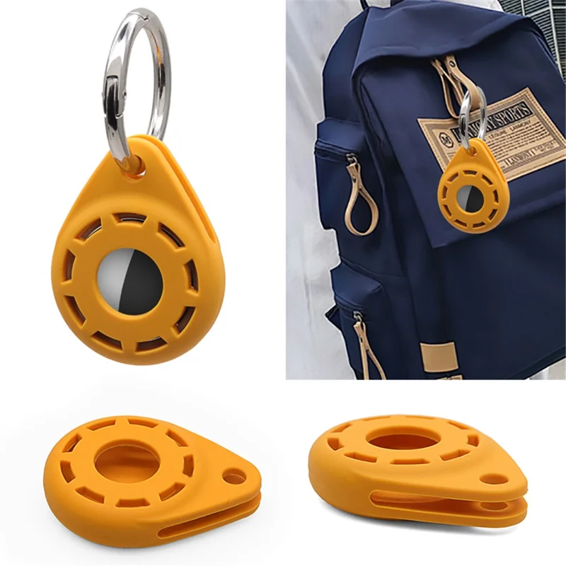 Capa Protetora de Silicone Anti-queda com Fivela de Anel para Localizador Bluetooth Apple AirTag - Cor de Rosa