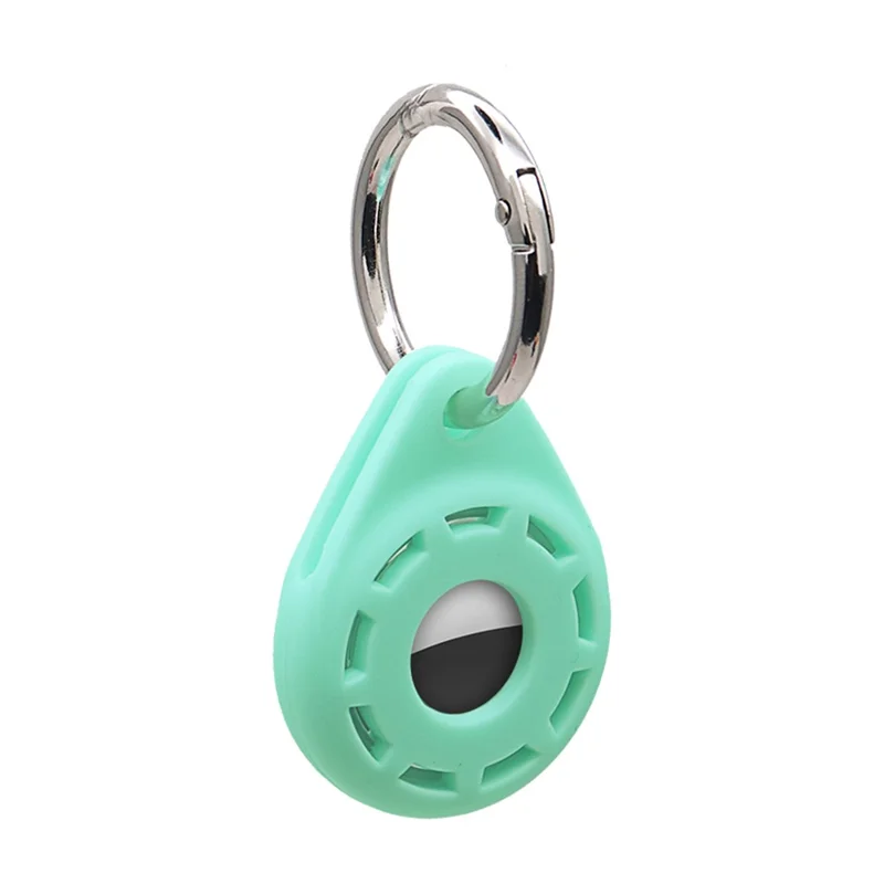 Anti-Drop Silicone Protective Case Cover with Ring Buckle for Apple AirTag Bluetooth-compatible Locator - Mint Green