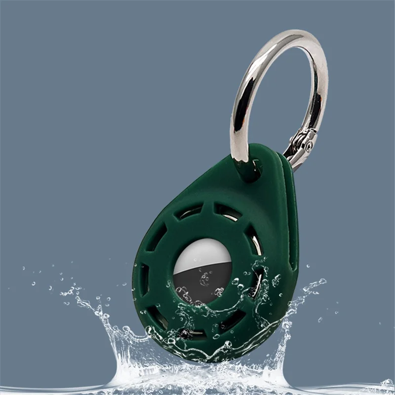 Anti-Drop Silicone Protective Case Cover with Ring Buckle for Apple AirTag Bluetooth-compatible Locator - Mint Green