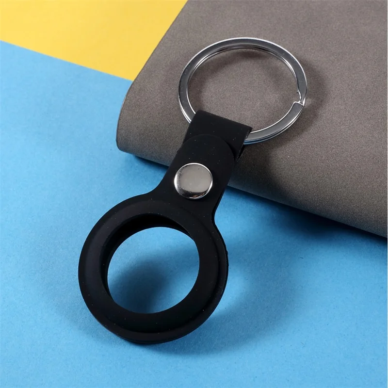 Buckled Closure Silicone Protective Cover for Apple AirTag - Black