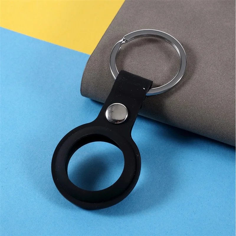Buckled Closure Silicone Protective Cover for Apple AirTag - Black