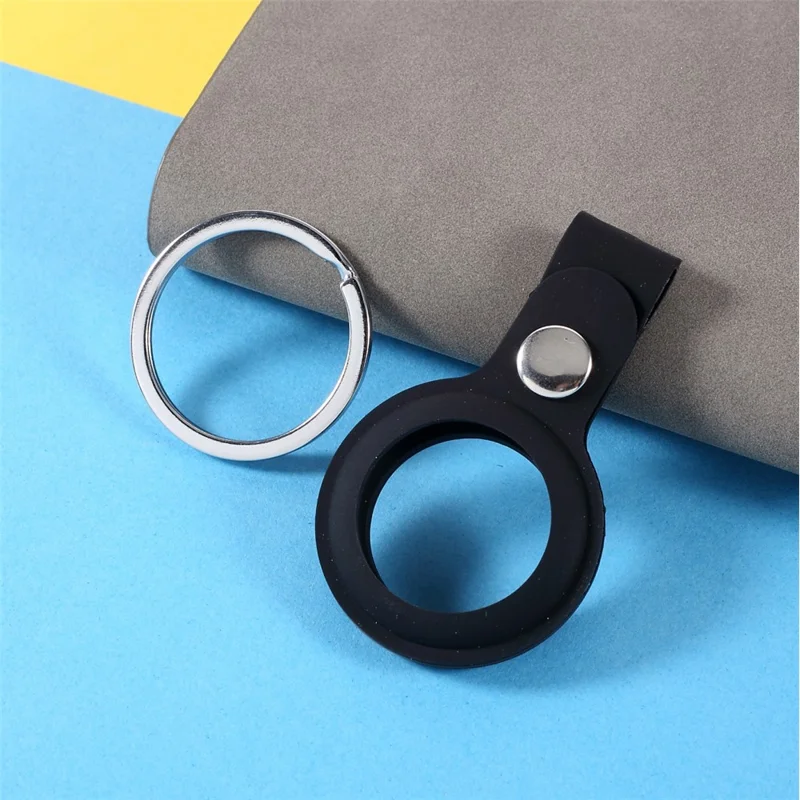 Buckled Closure Silicone Protective Cover for Apple AirTag - Black