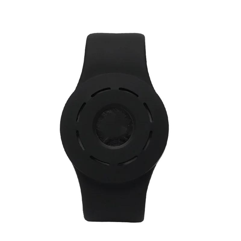 Hollow Out Design Silicone Bracelet Anti-Lost Protective Cover Case Wristband for Apple AirTag Tracker - Black