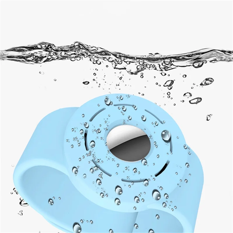 Hollow Out Design Silicone Bracelet Anti-Lost Protective Cover Case Wristband for Apple AirTag Tracker - Black