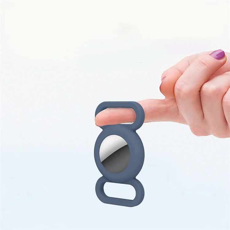 Anti-lost Pet Kids Elderly Bag Tracking Locator Silicone Protective Case Cover for Apple AirTag - Azul Medianoche