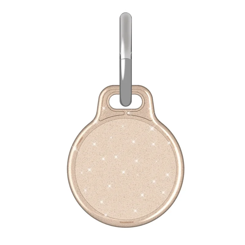 Glitter Powder Full Coverage PC Protective Cover with Keychain Ring for Apple AirTag - Gold