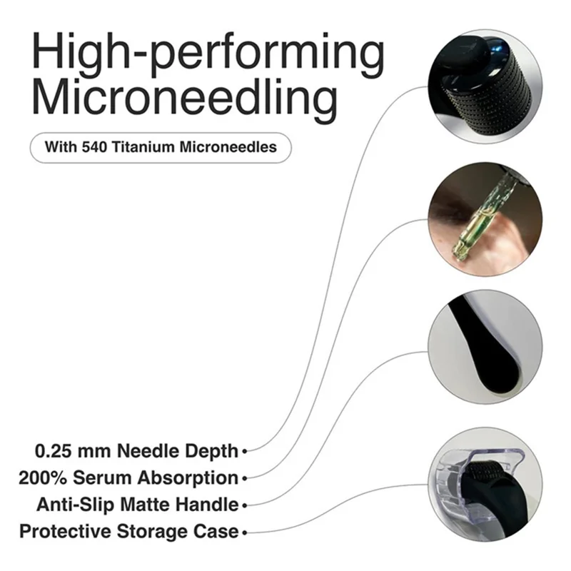 540 Micro Needles Titanium Microneedle Derma Roller Needle Skin Care Tool - 0.3mm