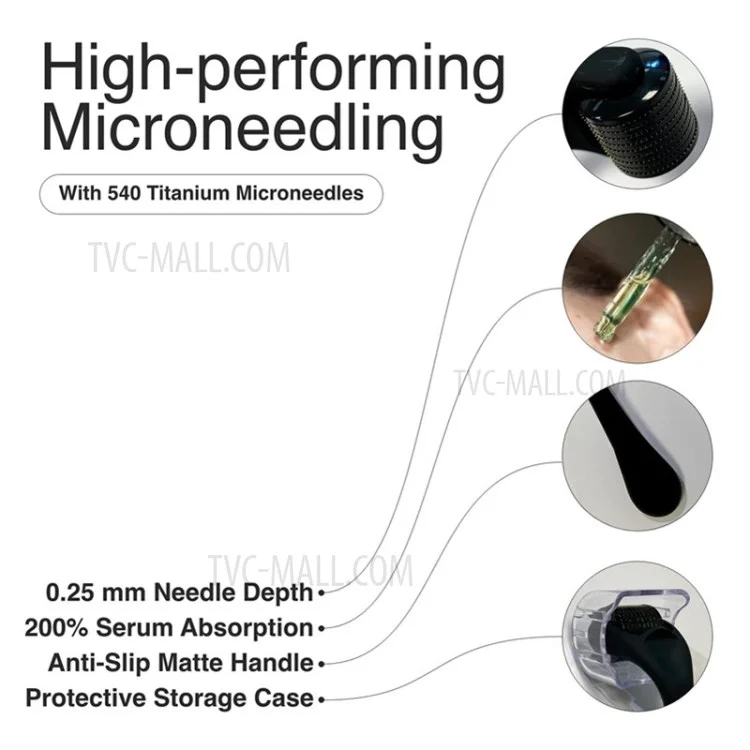 540 Micro Needles Titanium Microneedle Derma Roller Needle Skin Care Tool - 0.75mm