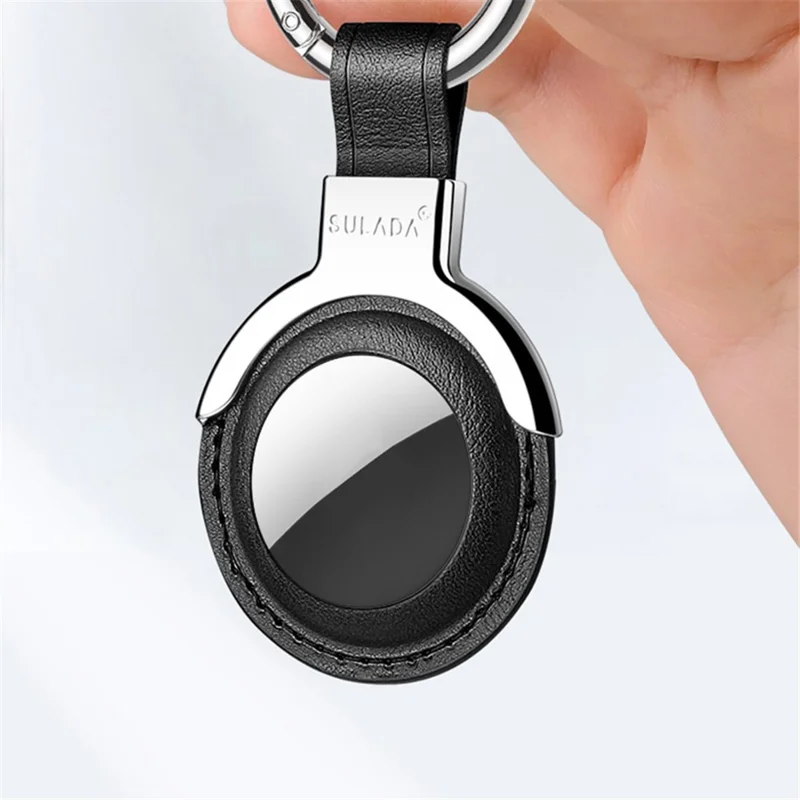 SULADA Well-Protected Metal Alloy + Leather Protective Cover Case for Apple AirTag - Orange