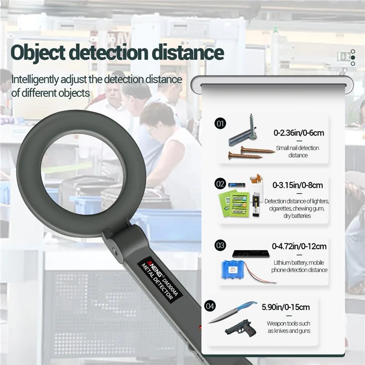 Ang DM3004A Metalldetektor Tragbare Elektronische Metallerfassungsvorrichtung Mit 180 ° -Faltkopf