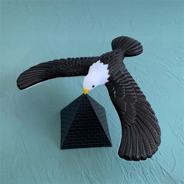 Balance Eagle Bird with Pyramid Stand Magic Toy Keep Balance Learning Toy for Home Office - Black