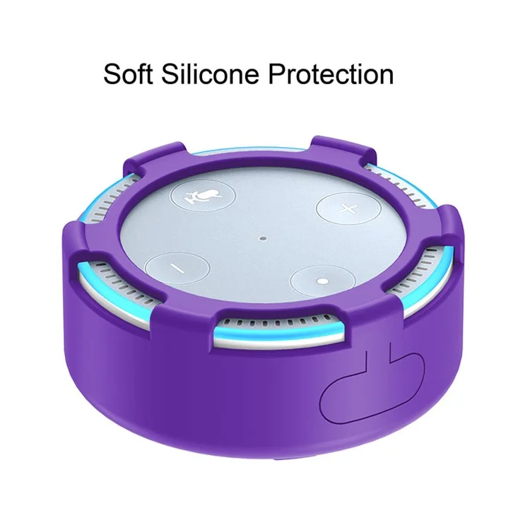 For Amazon Echo Dot 2 Silicone Cover Speaker Anti-slip Dust-proof Case - Purple