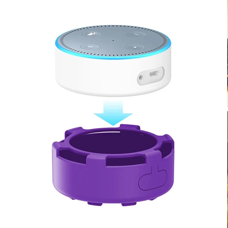 For Amazon Echo Dot 2 Silicone Cover Speaker Anti-slip Dust-proof Case - Purple