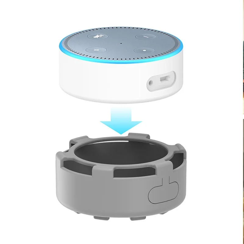 غطاء سيليكون لسماعة Amazon Echo Dot 2 مقاوم للانزلاق وواقٍ من الغبار - رمادي